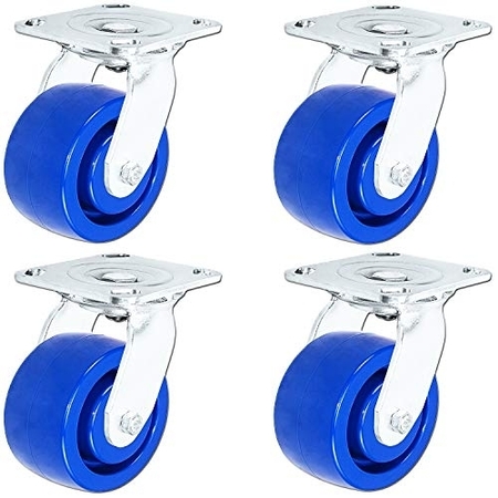 Casterhq 4"x2" Stainless Steel Caster Swivel Casters, Blue Solid Po, PK4 HD-SSSP-4S